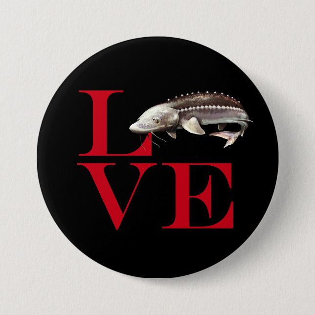 I Love Sturgeon 3 Inch Round Button (Front)