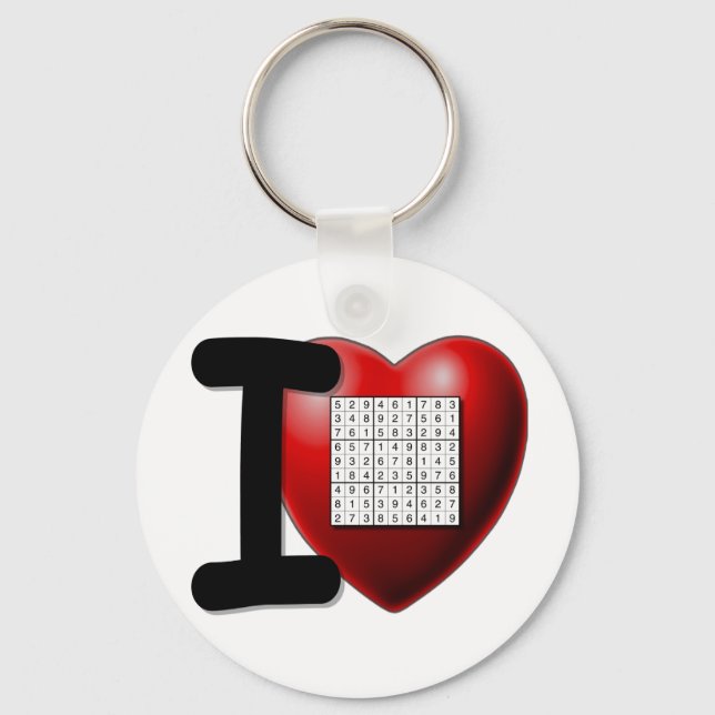 I Love Sudoku Keychain (Front)