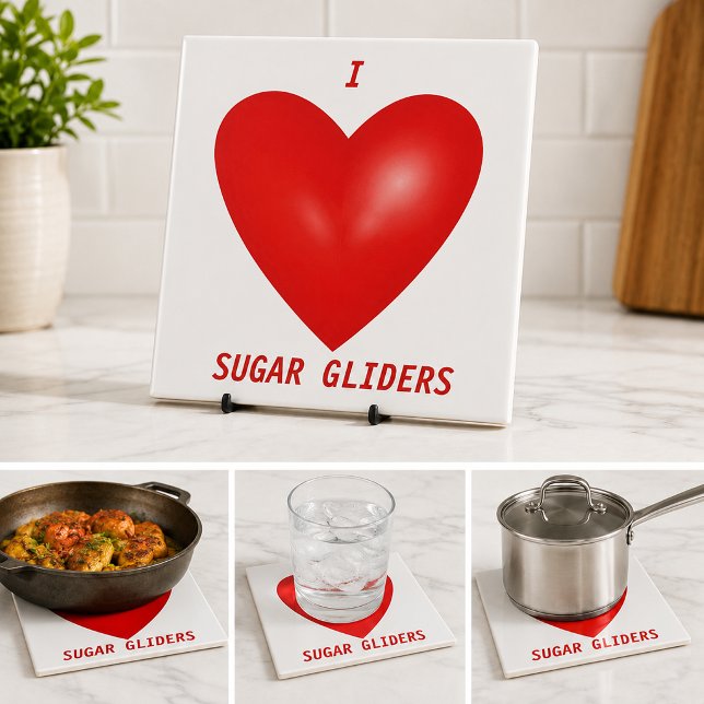 I Love Sugar Gliders Red Heart Pet Lover Tile (I Love Sugar Gliders Red Heart Pet Lover Ceramic Tile)
