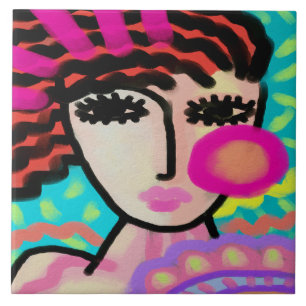 I Love Summer Abstract Digital Painting Tile