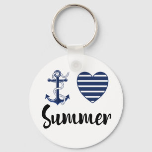 I Love Summer, Anchor And Heart Keychain