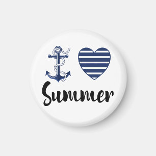 I Love Summer, Anchor And Heart Magnet