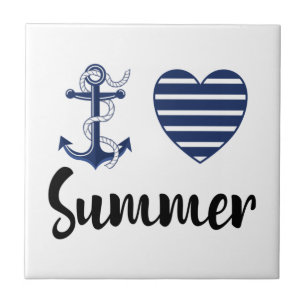 I Love Summer, Anchor And Heart Tile