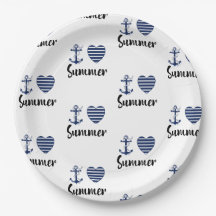 I Love Summer Anchor And Striped Hearts