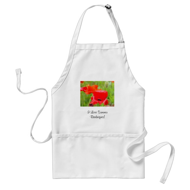 I Love Summer Barbeques! apron BBQ Poppies (Front)
