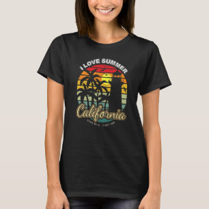 I Love Summer California Retro Sunset Lighthouse P T-Shirt