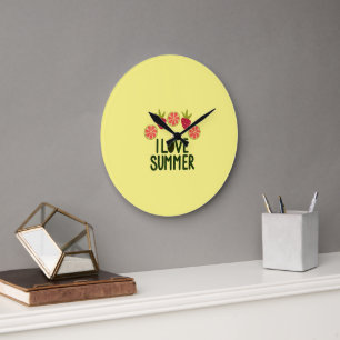  I Love Summer Round Acrylic Wall  ClockWith Fruit Large Clock