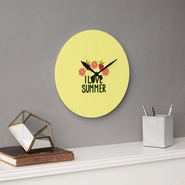  I Love Summer Round Acrylic Wall  ClockWith Fruit Large Clock (Office)