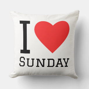 I love Sunday Square Sticker Throw Pillow