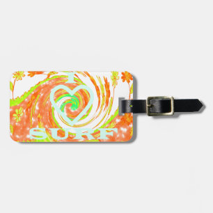 I Love Surf: Beautiful Floral with Cool Text Art  Luggage Tag