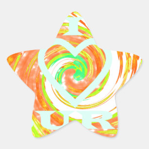 I Love Surf: Beautiful Floral with Cool Text Art  Star Sticker