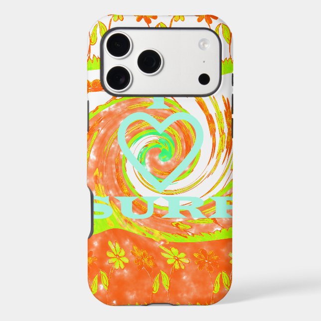 I Love Surf : Belle Florale avec Cool Texte Art (Verso)