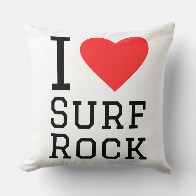 I love surf rock throw pillow (Front)