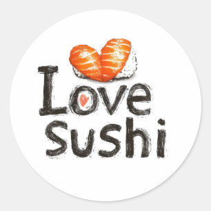 I Love Sushi Classic Round Sticker