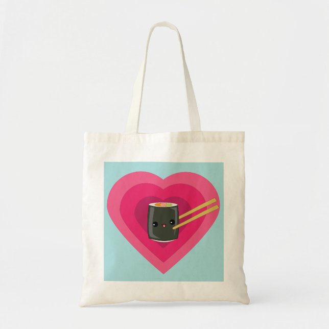 I Love Sushi Kawaii Sushi Roll Tote Bag (Front)