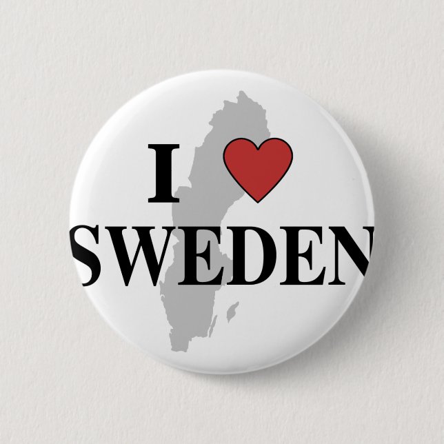 I Love Sweden 2 Inch Round Button (Front)