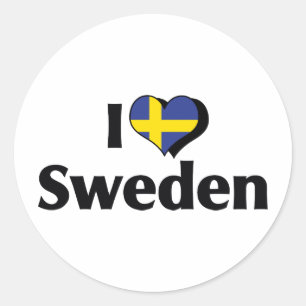 I Love Sweden Flag Classic Round Sticker