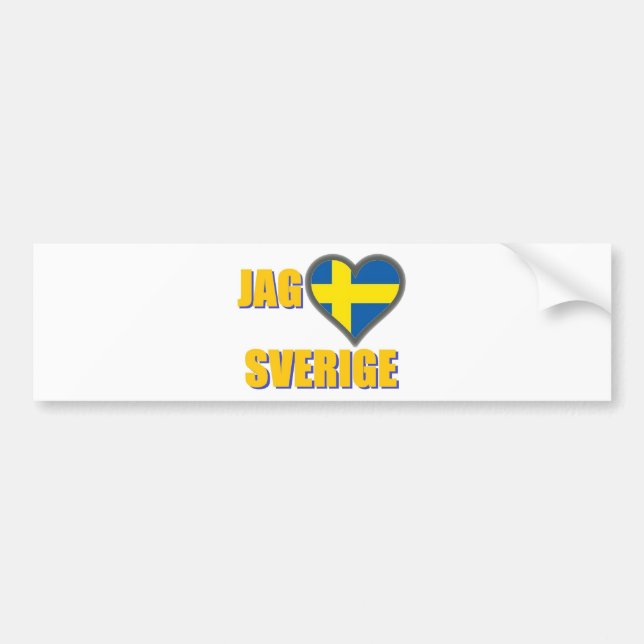 I Love Sweden (Jag Älskar Sverige) Bumper Sticker (Front)