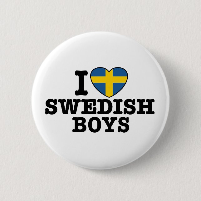 I Love Swedish Boys 2 Inch Round Button (Front)