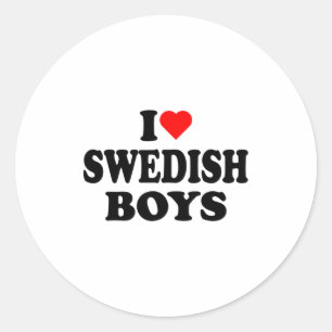 I Love Swedish Boys I Heart Swedish Boys T Shirt Classic Round Sticker