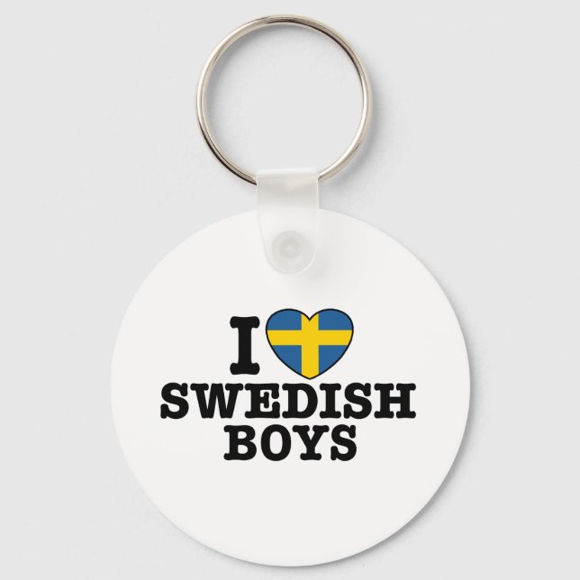 I Love Swedish Boys Keychain (Front)