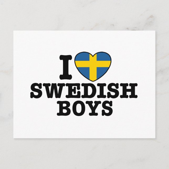 I Love Swedish Boys Postcard (Front)
