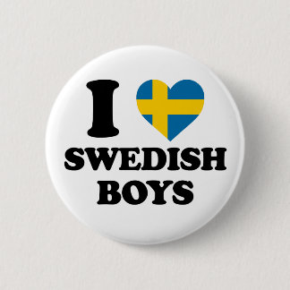 I Love Swedish Boys Sweden Flag Heart 2 Inch Round Button
