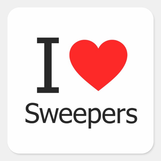 I Love Sweepers Square Sticker (Front)