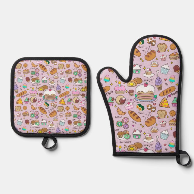 I love sweet! oven mitt & pot holder set (Front)