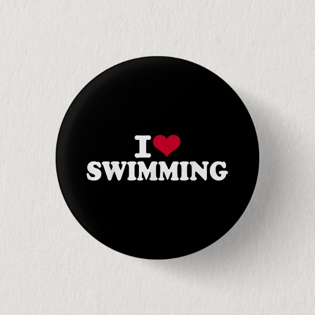 I love swimming 1 inch round button (Front)