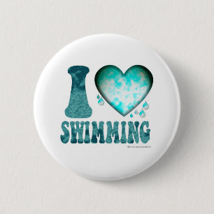 I Love Swimming 2 Inch Round Button