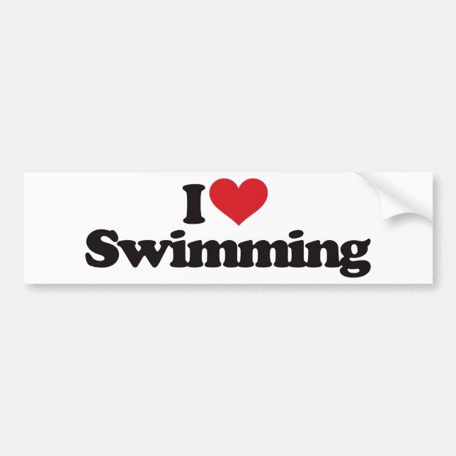 I Love Swimming Bumper Sticker (Front)
