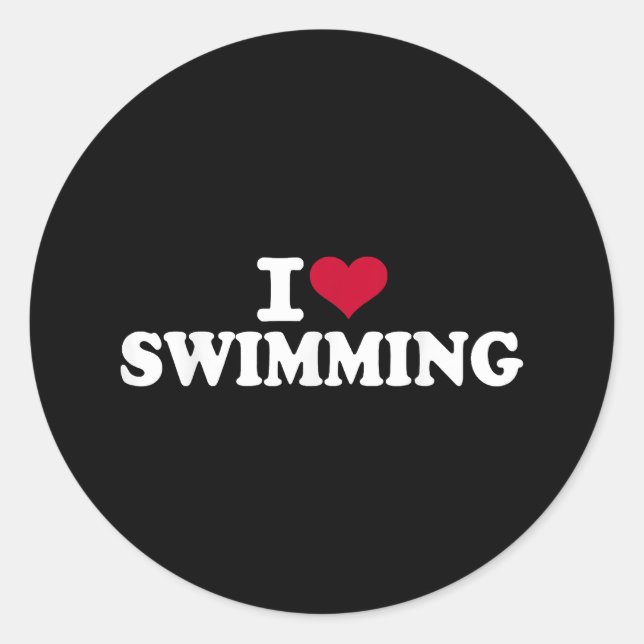 I love swimming classic round sticker (Front)