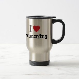 I love Swimming heart custom personalized Travel Mug