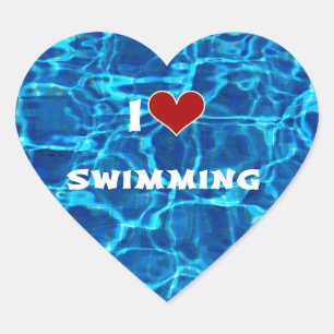 I Love Swimming Heart Sticker