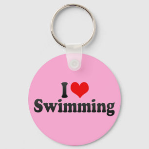 I Love Swimming Keychain