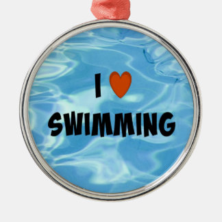 I Love Swimming Metal Ornament