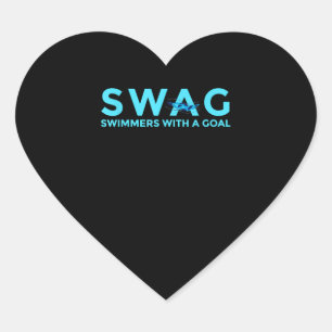 I Love Swimming - Swimmers With A Goal Heart Sticker