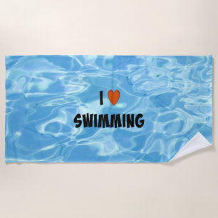 I Love Swimming--The Inviting Blue Water Beach Towel