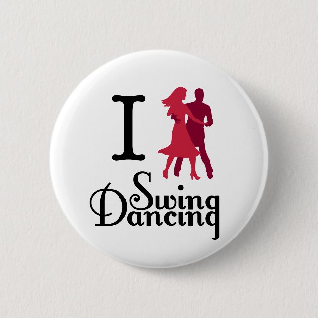 I Love Swing Dancing 2 Inch Round Button (Front)