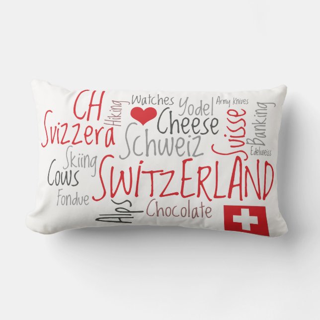 I Love Switzerland Favourite Swiss Things Lumbar Pillow (Front)