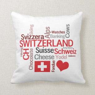 I Love Switzerland Funny Swiss Cliches Throw Pillow
