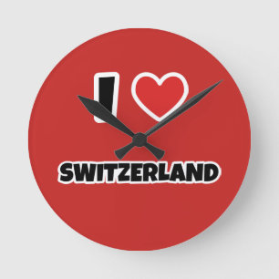 I love Switzerland Round Clock