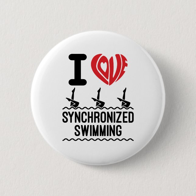 I Love Synchronized Swimming 2 Inch Round Button (Front)