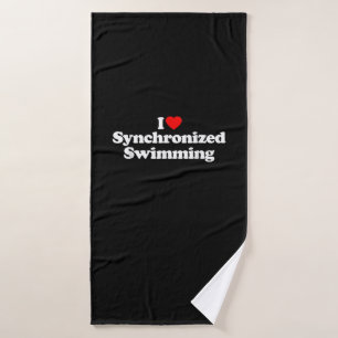 I Love Synchronized Swimming Heart Souvenir Funny Bath Towel
