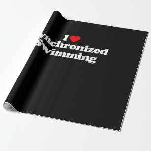 I Love Synchronized Swimming Heart Souvenir Funny Wrapping Paper