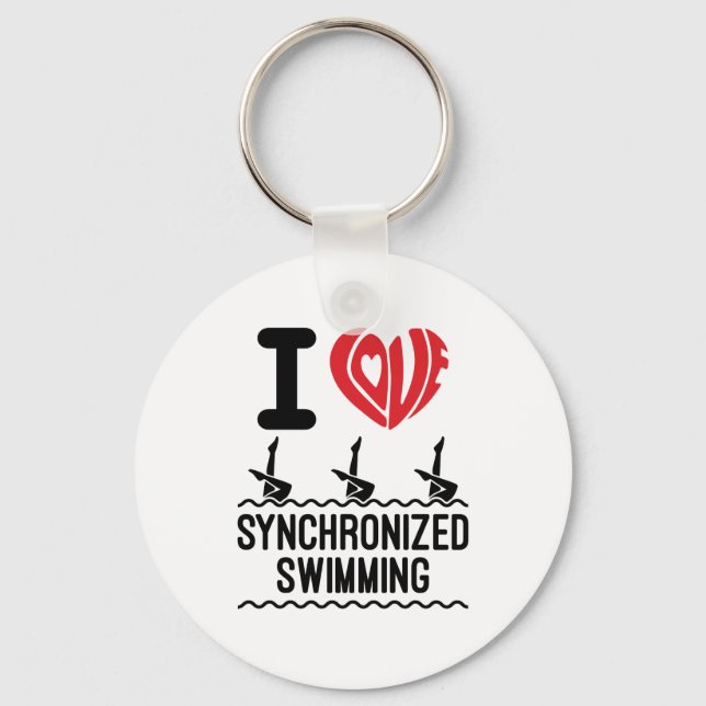 I Love Synchronized Swimming Keychain (Front)