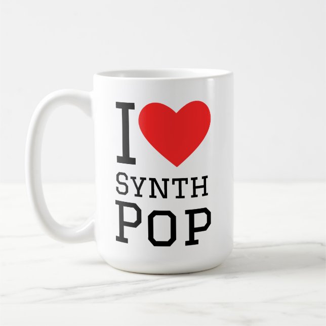I love synth pop square sticker coffee mug (Left)