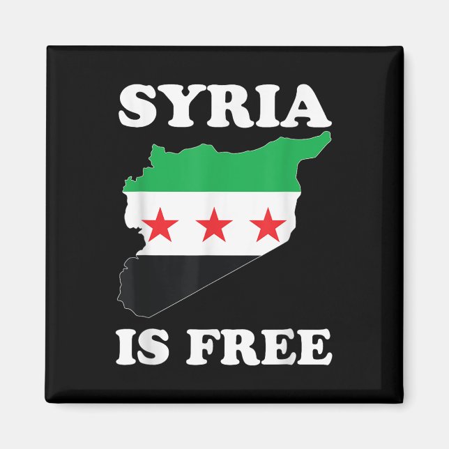 I Love Syria Is Free Syrian Map New Syrian Flag  Magnet (Front)