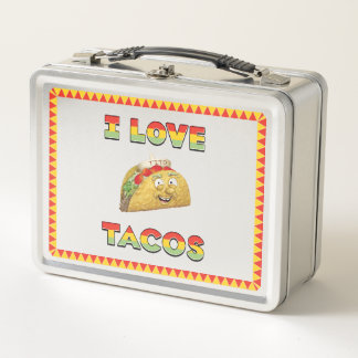 I Love Tacos Metal Lunch Box
